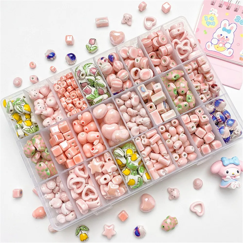 

Керамический тюльпан с Порошковым цветком вишни, маленькие Квадратные бусины, разделение «сделай сам», плетеный браслет, ожерелье с бусинами L259