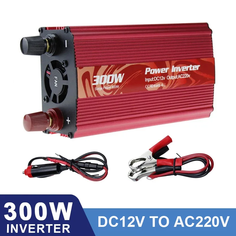 อินเวอร์เตอร์แปลงไฟ 300W ปลั๊ก EU 12V เป็น 220V พร้อมระบบป้องกันความร้อนเกิน ใช้พลังงานต่ำในสภาพไม่มีโหลด คงที่ 50HZ 1