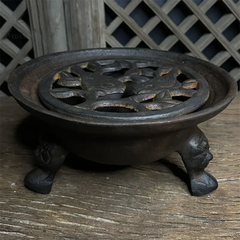 Retro Outdoor Fire Pits, Warmer Charcoal Brazier Small Barbecue Stove, Household Iron Stove Courtyard Garden Heating Brazier Tea