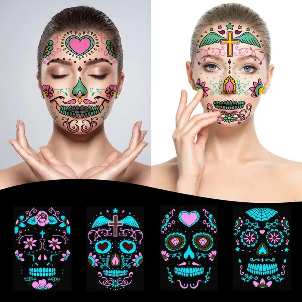 

Transfer Printing Masquerade Party Accessories Face Sticker Two-color Luminous Halloween Decoration Tattoo Stickers
