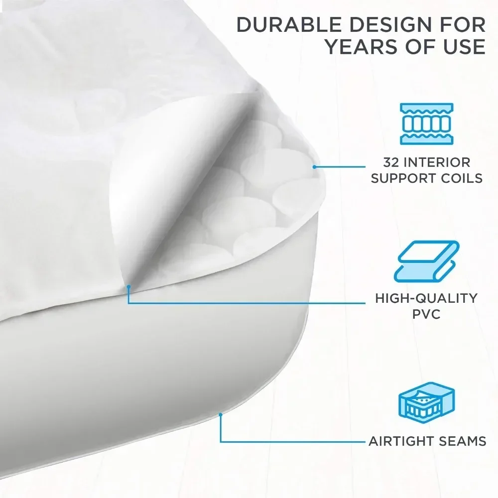 Description Picture 4 of itemTwin Air Mattress with Frame & Rolling Case, Self Inflatable, Blow Up Bed Auto Shut-Off, Comfortable Surface Air Bed