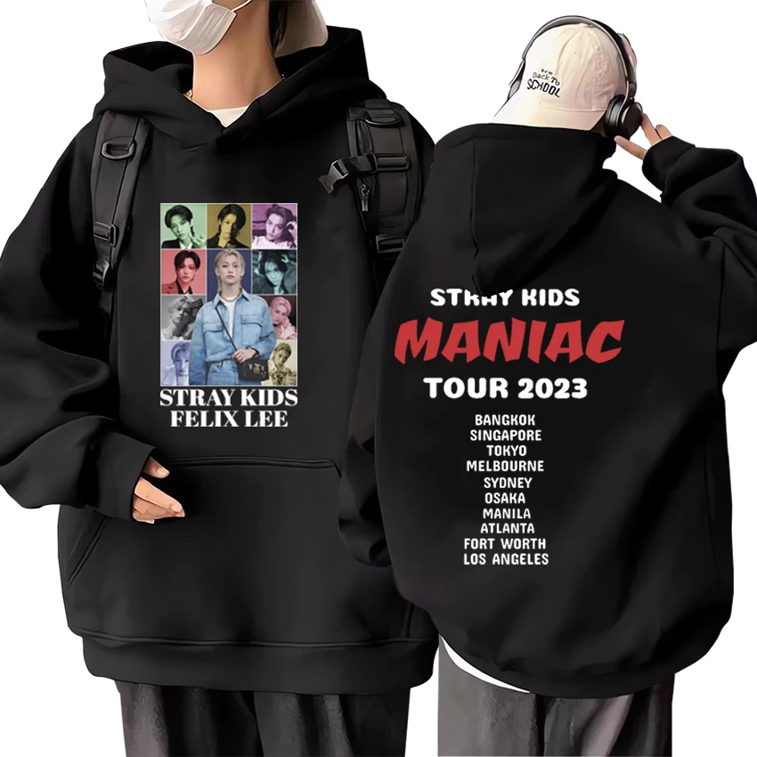 

Stray Kids Band Album Maniac Tour Hoodie Men Women ' s hip hop oversized streetwear Fleece Long sleeve hoodies Unisex pullover