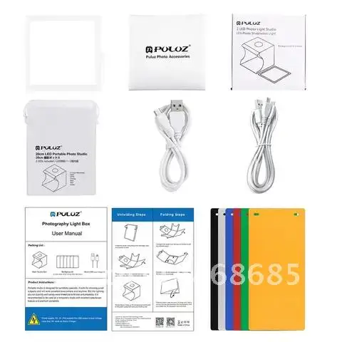 PULUZ Mini 2 LED Panels lightbox Photo Studio Shooting Tent Box +22.5cm LED Photography Shadowless Bottom Light Lamp Panel Pad