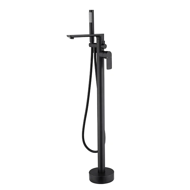 

100% Brass Chrome Or Matte Black Finish Floor Mount Bathroom Bath Tub Filler Freestanding Faucet Tap