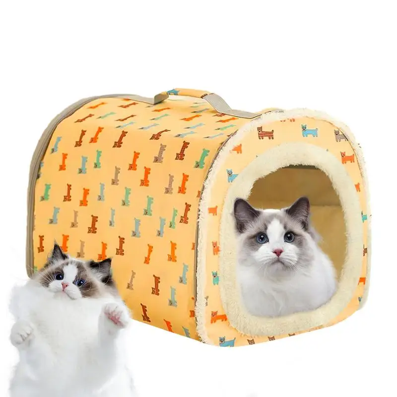 

Cat Tent Bed Deep sleep winter Warming cat bed Slip Resistant Comfortable Oxford Cloth Dog Dome Bed With Washable Cushion