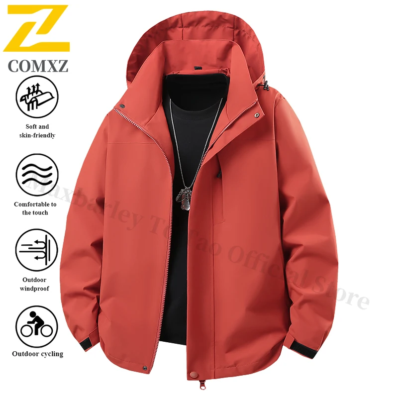 EiAO Windbreaker Couple's Solid Color Spring Waterproof Breathable Dual-Zip Outdoor Jacket for Hiking Camping Fishing Minimalist