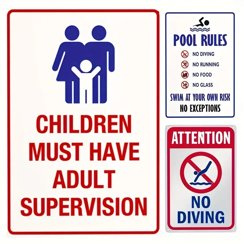 

Metal Sign, Pool Rules Sign, No Diving No RunningNo Food No Glass, Rust Free.040 , Fade Resistant Posters