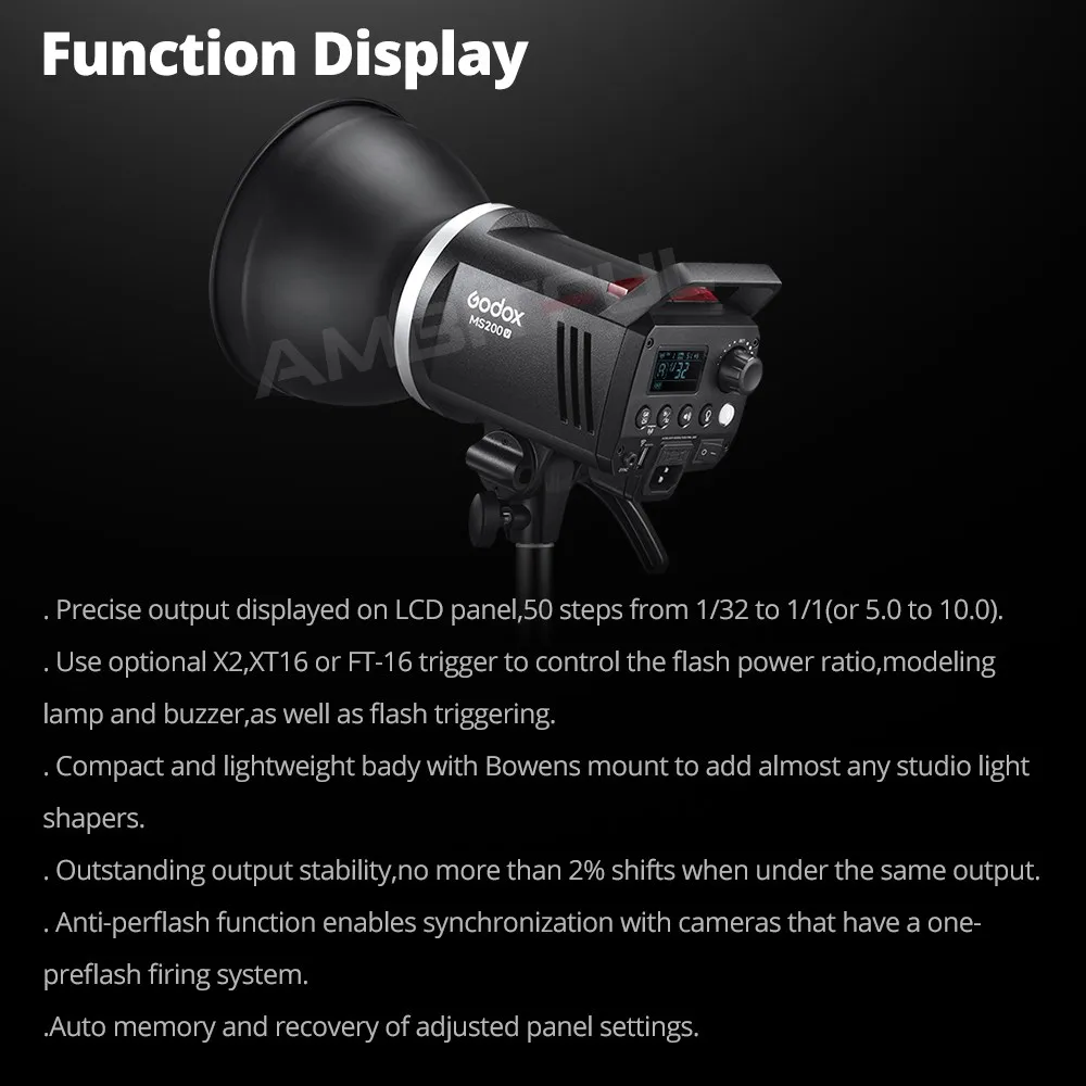 Camera Flash Godox 200W MS200V 300W MS300V LED Studio Flash Built-in 2.4G Wireless Receiver Lightweight Compact Bowens Mount LED Modeling Lam