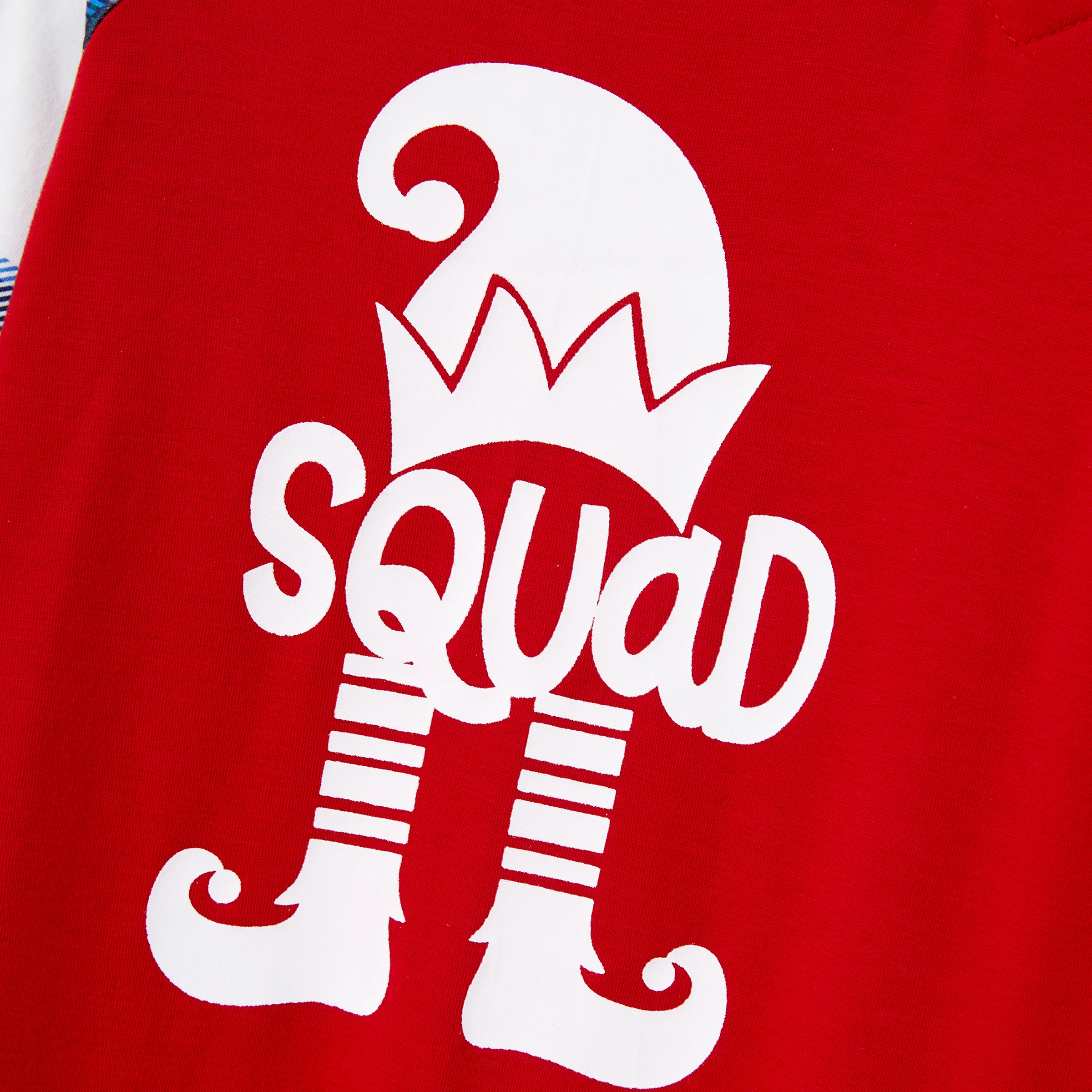 thumbnail image 5 of Conjuntos de pijamas navideños a juego para toda la familia, mangas raglán, camiseta estampada de Elf Squad, pantalones a cuadros, 5 of 5