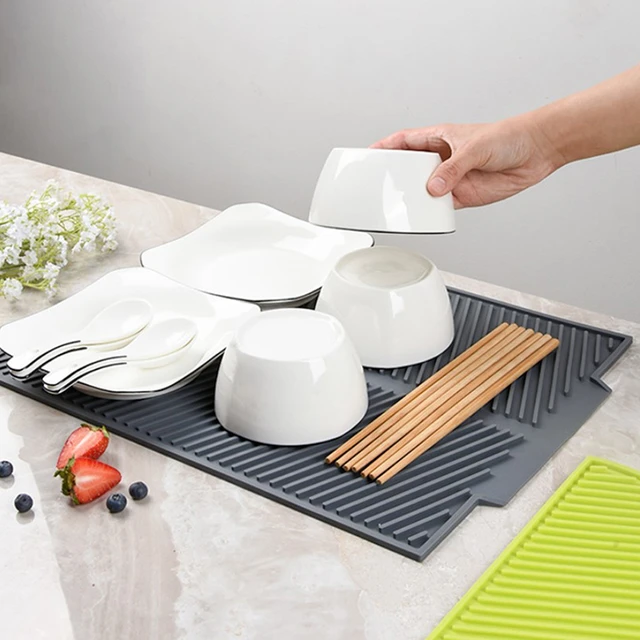 Silicon Dish Drying Mats Kitchen  Dish Drainer Silicone Drying -  Waterproof Pad - Aliexpress