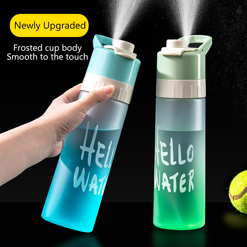 650ml Spray Water Bottle Outdoor Sports Fitness Water Cup Large Capacity Portable Water Bottle Jet Water Spray Cup
