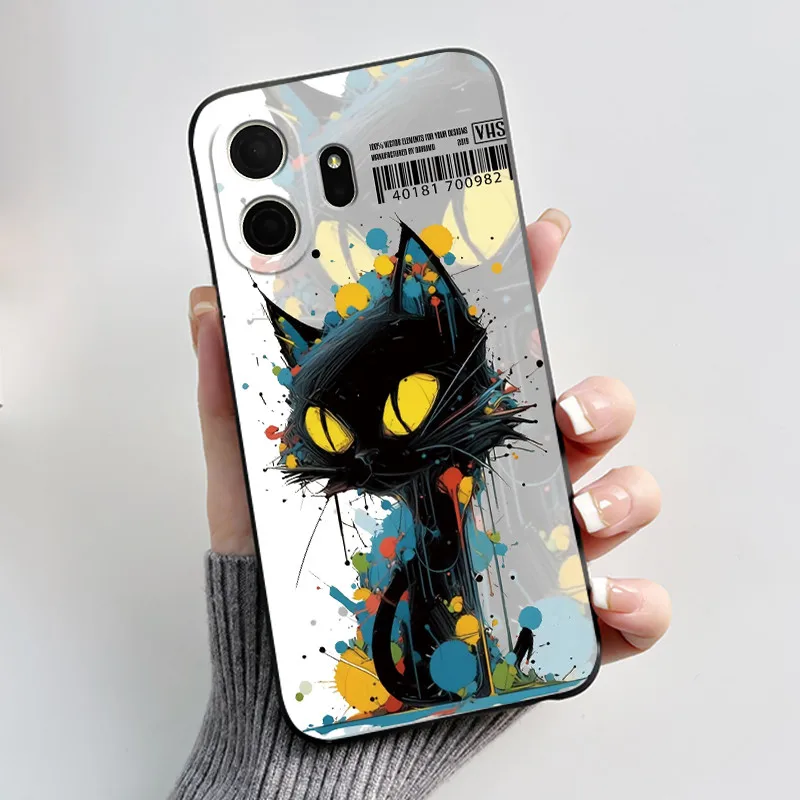Aesthetic Cute Cat Cartoon Shockproof Silicone TPU Back Cover