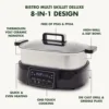 Stainless Steel 8-in-1 Skillet Grill & Slow Cooker, Presets to Saute Steam Stir-Fry and Cook Rice, Healthy Ceramic Nonstick and 4