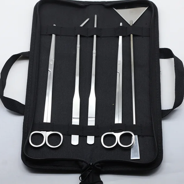3/5Pcs/Set Aquarium Cleaning Tools Kit Tweezers Curve Scissor Fish Tank Water Plants Grass Stainless Steel Maintenance Tool Suit