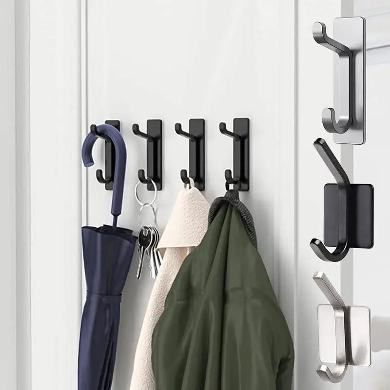 

Self Adhesive Wall Hook Punch Free Stainless Steel Holders Hanging Keys Clothes Hanger Coat Towel Rack Bathroom Accessories