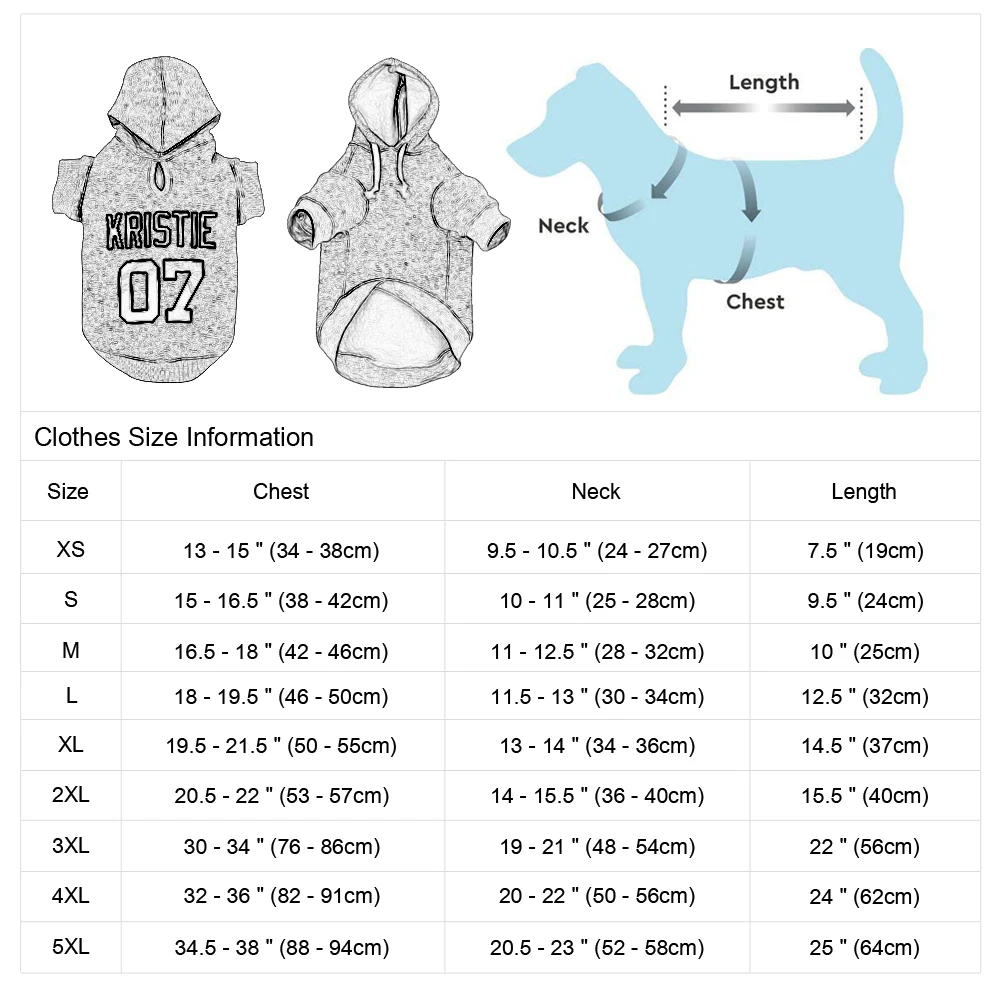 Dog Hoodies Large Dog Clothes Personalized Pet Name Clothing French Bulldog Clothes Small Medium Large Dogs XS-6XL pet clothes