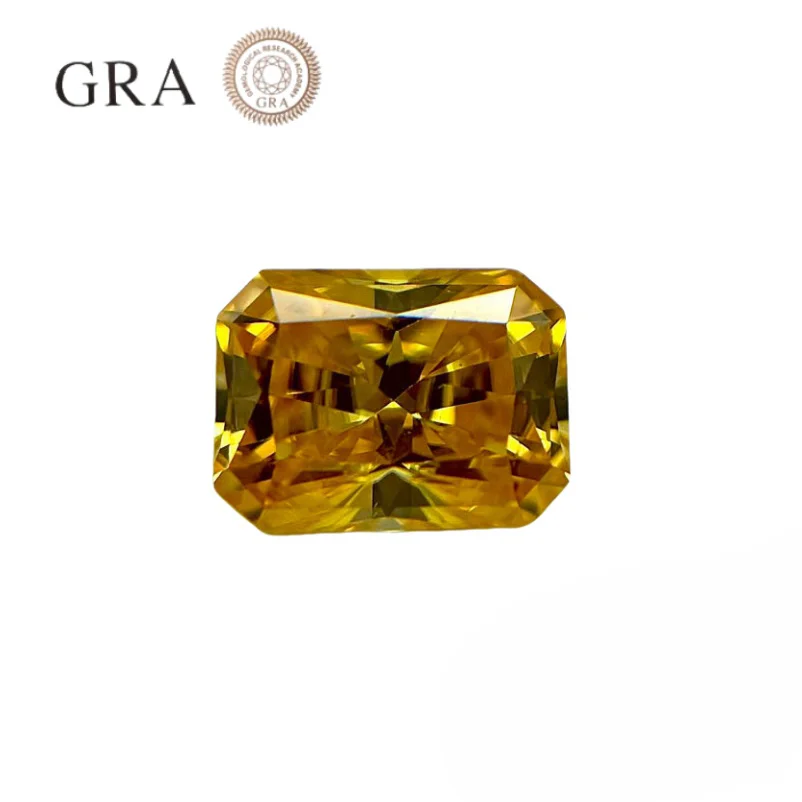 Yellow Color Moissanite Stone with GRA Report Excellent Radiant Cut synthetic Gemstone for Women Jewelry Ring Making Loose 1~5CT