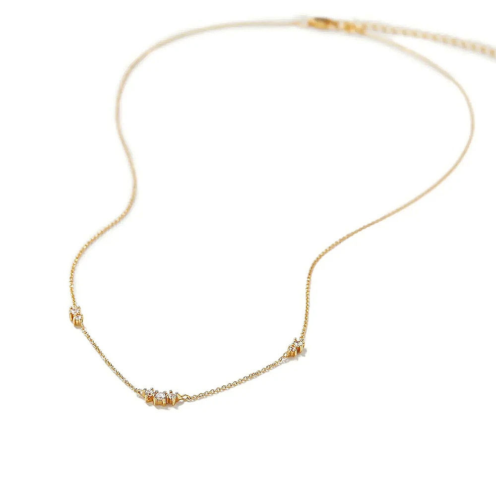 Pendant Necklace Silver Necklace Charms Silver Necklace Silver Pendant Shine Triple Zircon Pendant Necklace 925 Sterling Silver Stacked Daily Match Ladies Versatile Clavicle necklace charms Gift