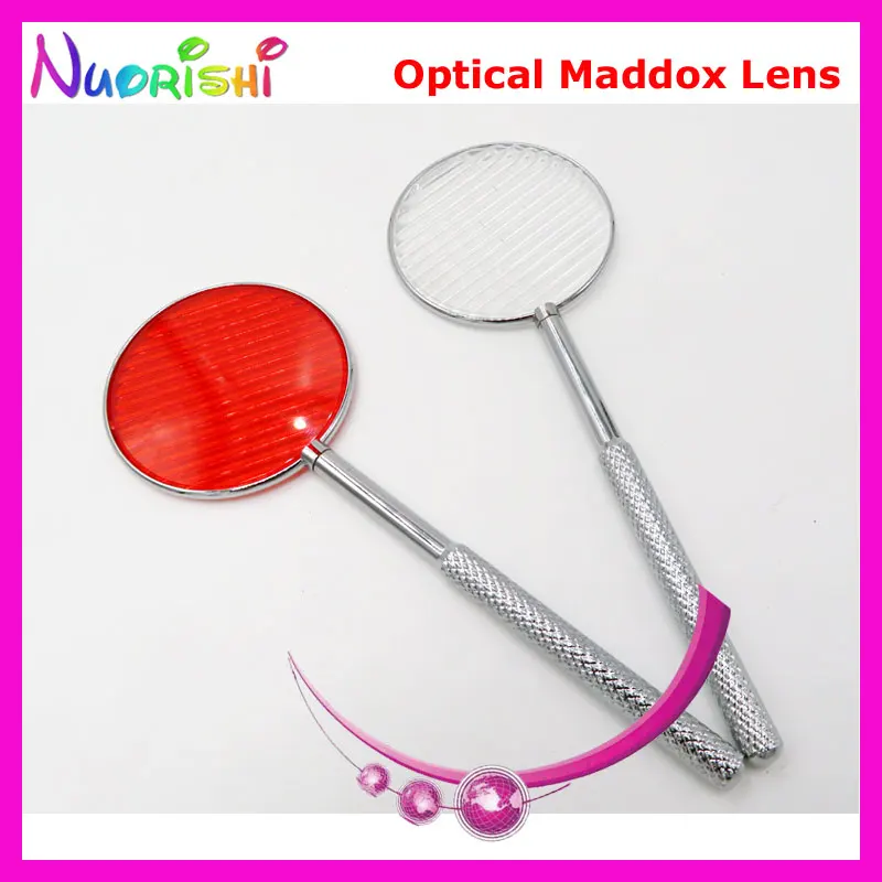 

Ophthalmic Cross Cylinder White Red Maddox MR Lens With Long Metal Handle E09-5504