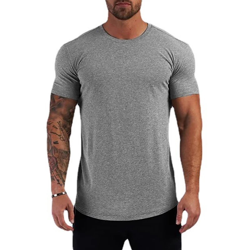 Summer-Cotton-Sports-T-Shirts-Mens-Slim-Fit-Gym-Fitness-Male-T-Shirt ...