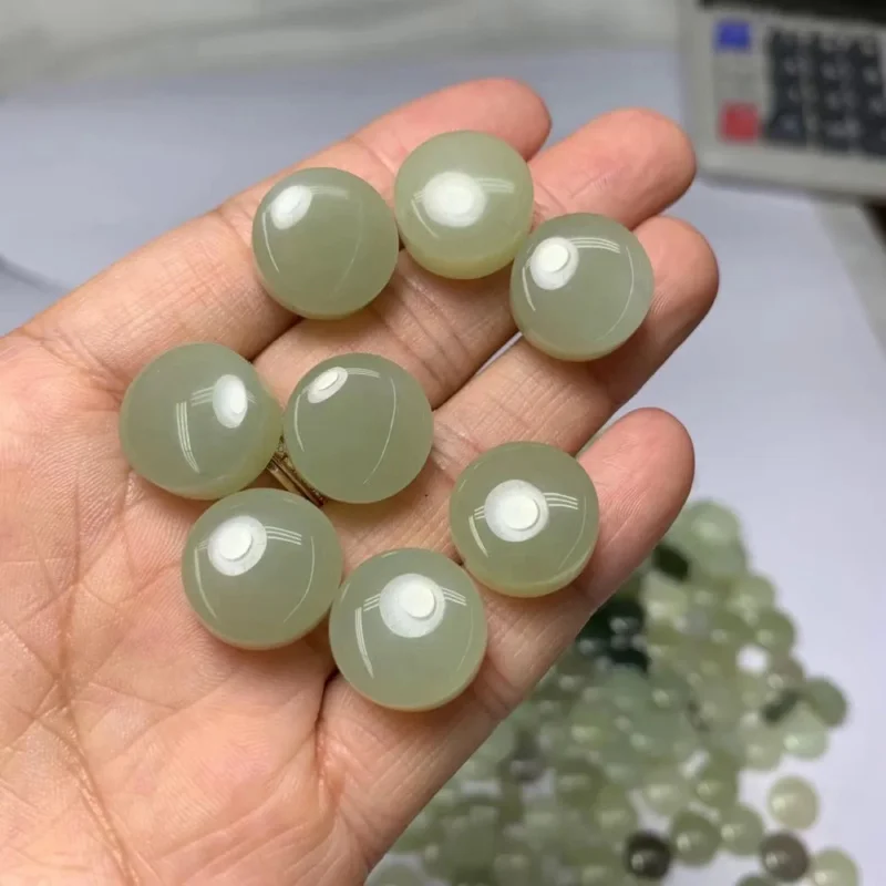 

Ожерелье с круглыми бусинами из натурального 100% натурального зеленого нефрита с вырезами, подвеска, браслет, аксессуары, ювелирные изделия для женщин и мужчин, подарки на удачу