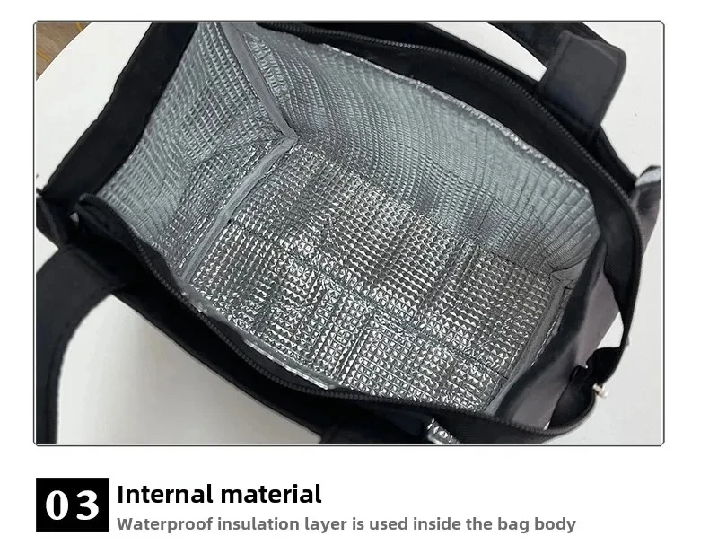 Lunchtasche mit hoher Kapazität und isolierter Thermo-Kühlbox aus Aluminiumfolie, Lunchbox, Tragetasche, Picknick-Reisetasche, Handtaschen aus Oxford-Stoff – Detail 5