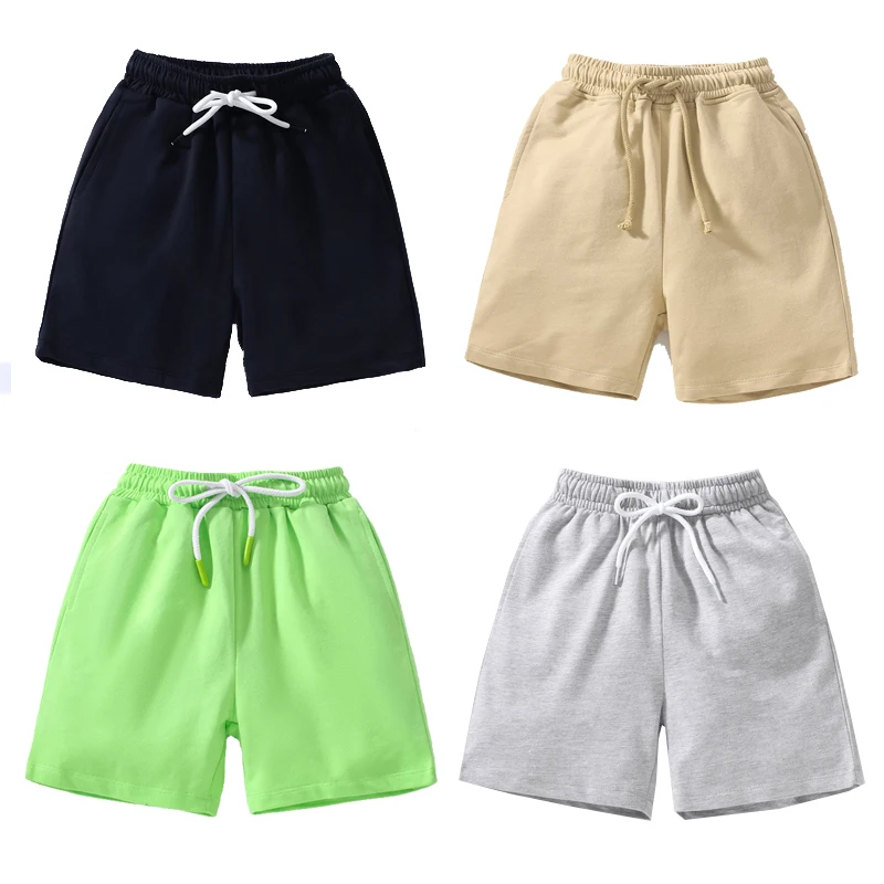 2023SummerNewChildrenBoysShortsSolidcolorEmbroideryBabyBoys