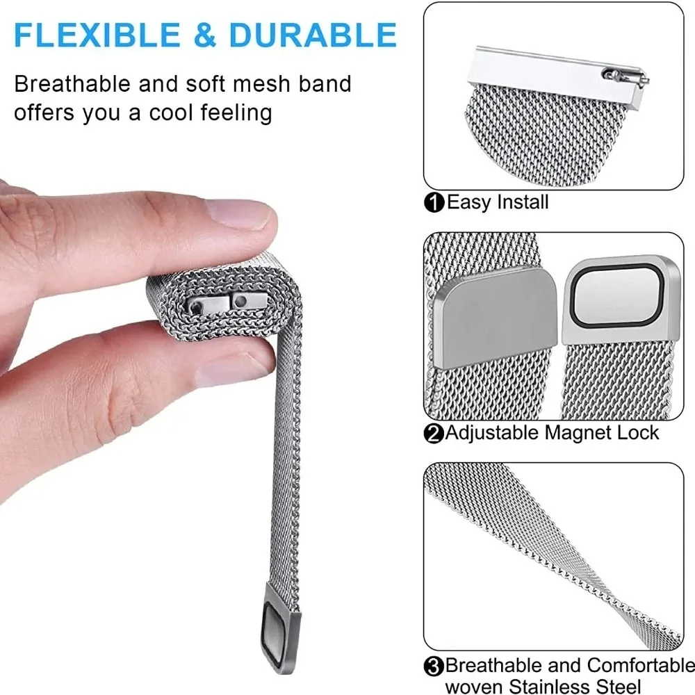 Magnetic Milanese Loop Metal Bracelet Band, 20mm 22mm