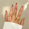 3 pièces/ensemble Vintage couleur or goutte d'eau anneaux pour les femmes mode créative métal lisse géométrique réglable anneau ouvert bijoux