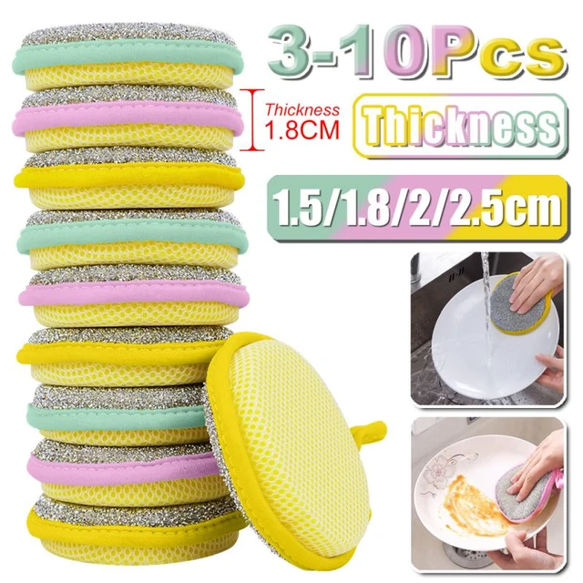 3Pcs Double Side Dishwashing Sponge Pan Pot Dish Household Cleaning Tools