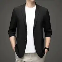 Spring Summer Men Ice Silk Thin Casual Sunscreen Blazer Fashion Casual Male Clothes Long Sleeve Big Size Slim Solid Blazers Coat 2