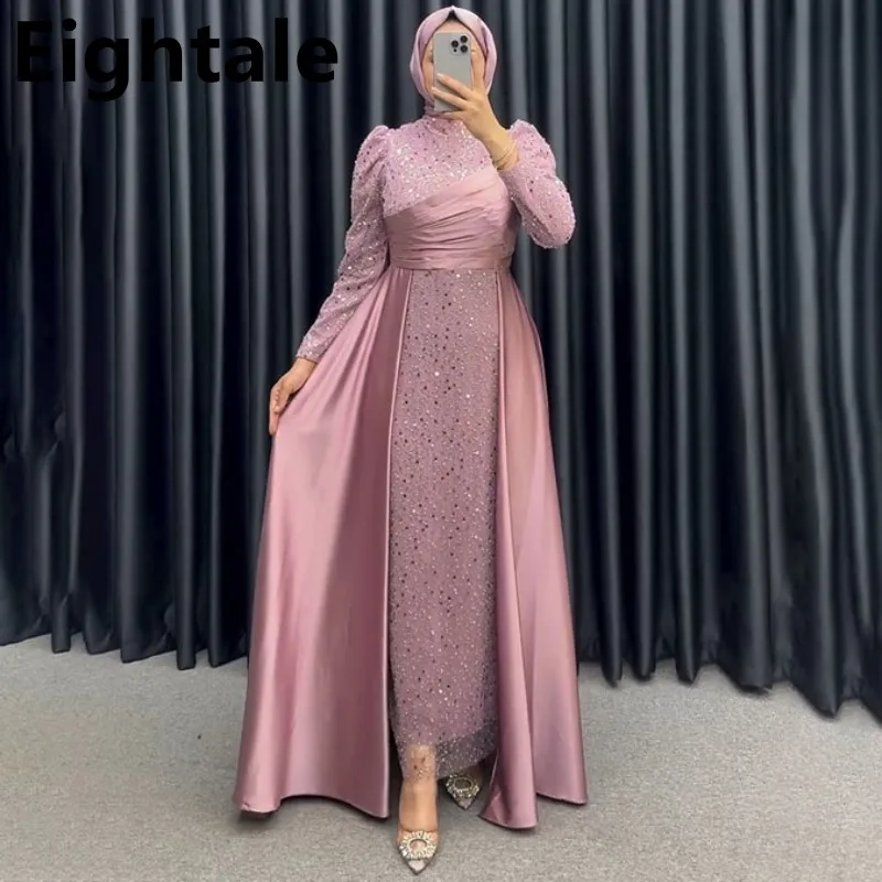 green emerald velvet dress Luxury Haute Couture Beading Long Sleeve Muslim Evening Dress MB40149 –  DESIRE DRESS