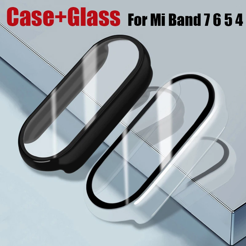 

Чехол + стеклянная пленка для Xiaomi Mi Band 7 полное покрытие Защита экрана для Xiaomi Mi Band 6 5 4 3D чехлы из закаленного стекла аксессуары