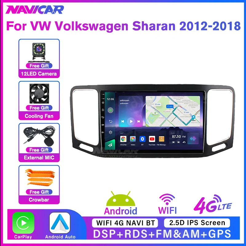 

Автомагнитола NAVICAR, 2DIN, android 10, 8 ГБ + 128 Гб, для VW Volkswagen Sharan 2012-2018 Carplay, 8 ядер, GPS-навигация, android, аудио для автомобилей