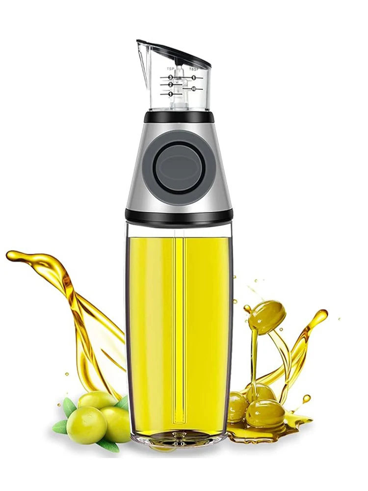 Bottiglia Olio In Vetro Borosilicato 1L | Dispenser Con Scala E Beccuccio Antigoccia Per Aceto E Salsa