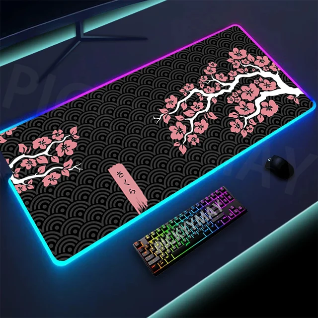 Sakura Design Large RGB Gamer Mousepad Mouse Mat 40x90cm Gaming Mousepads LED Keyboard Mats Luminous Desk Pads Mouse Pad For PC