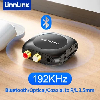 Unnlink 디지털 아날로그 오디오 DAC 컨버터, 블루투스 5.0, Spdif, 광학 토스링크, 동축-3.5mm Aux 2RCA 디코더 수신기