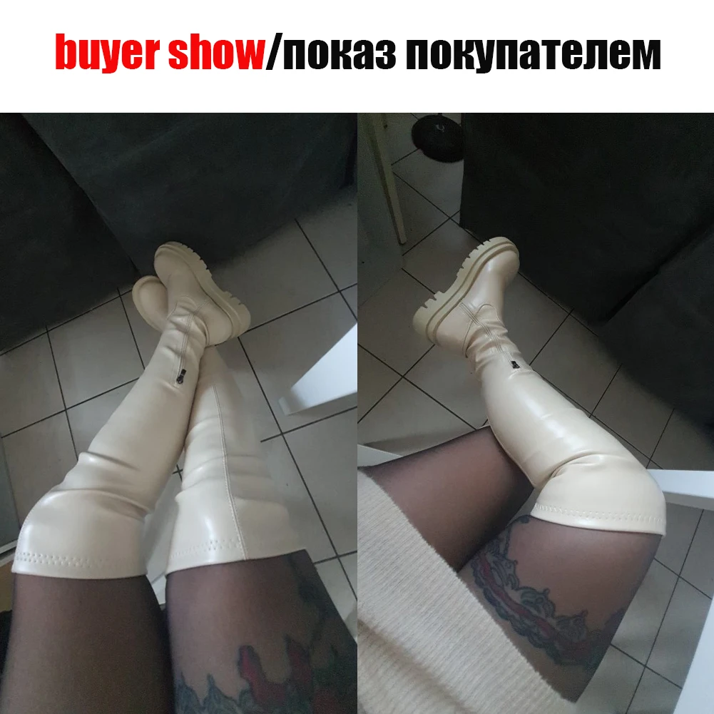 Brand Design Skidproof Sole Cosy Chunky Heels Fashion Stylish Leisure Cool Add Fur Winter Over The Knee High Boots Shoes Women