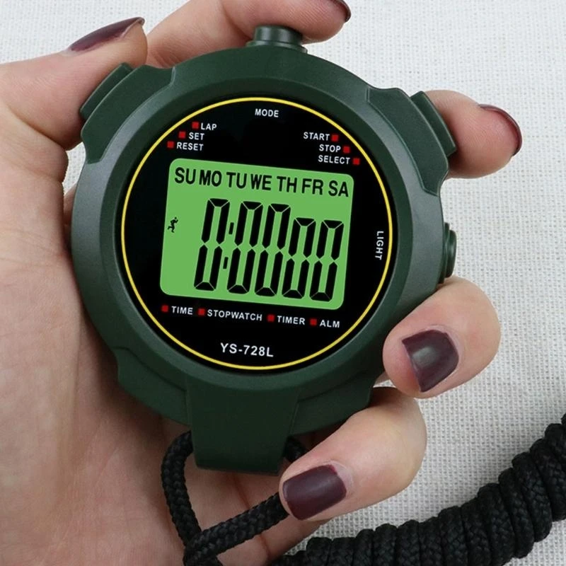 Chronomètre Sportif Numérique - Minuteur électronique Avec écran Large - Précision 1/100s - Fonction Alarme - Pile Incluse - ABS