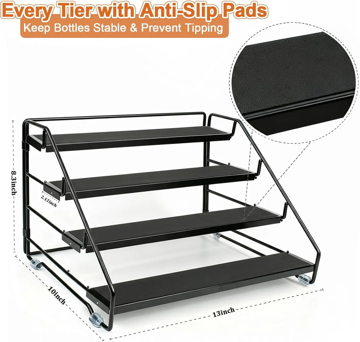 4단 향신료 랙 조리대 주방 조리대 공간 절약형 캐비닛 허브병 보관 홀더 벽걸이..