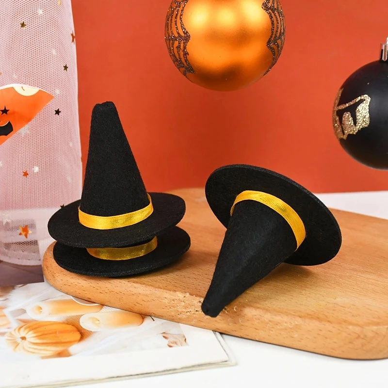 1/6/12個ワインボトルキャップカバーミニ魔女帽子ハロウィン手作りdiy 