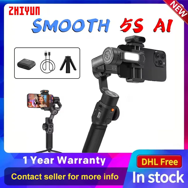ZHIYUN SMOOTH 5S AI Tracking Handheld Stabilizer 3-Axis Smartphone Gimbal Outdoor Gimbals For IPhone 15 Pro Max Xiaomi_voghion.com