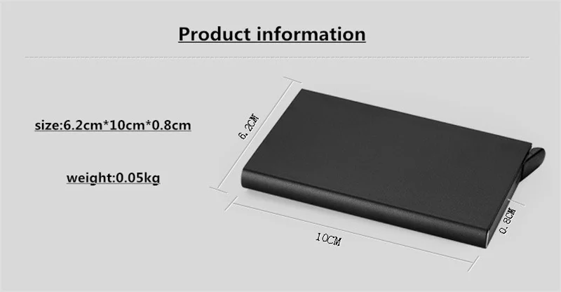 Edelstahl Kreditkartenhalter für Herren Schlanker Anti-Diebstahl Reise-ID-Kartenhalter für Damen RFID Geldbörse Metall-Etui Porte Carte Qualität – Detail 2