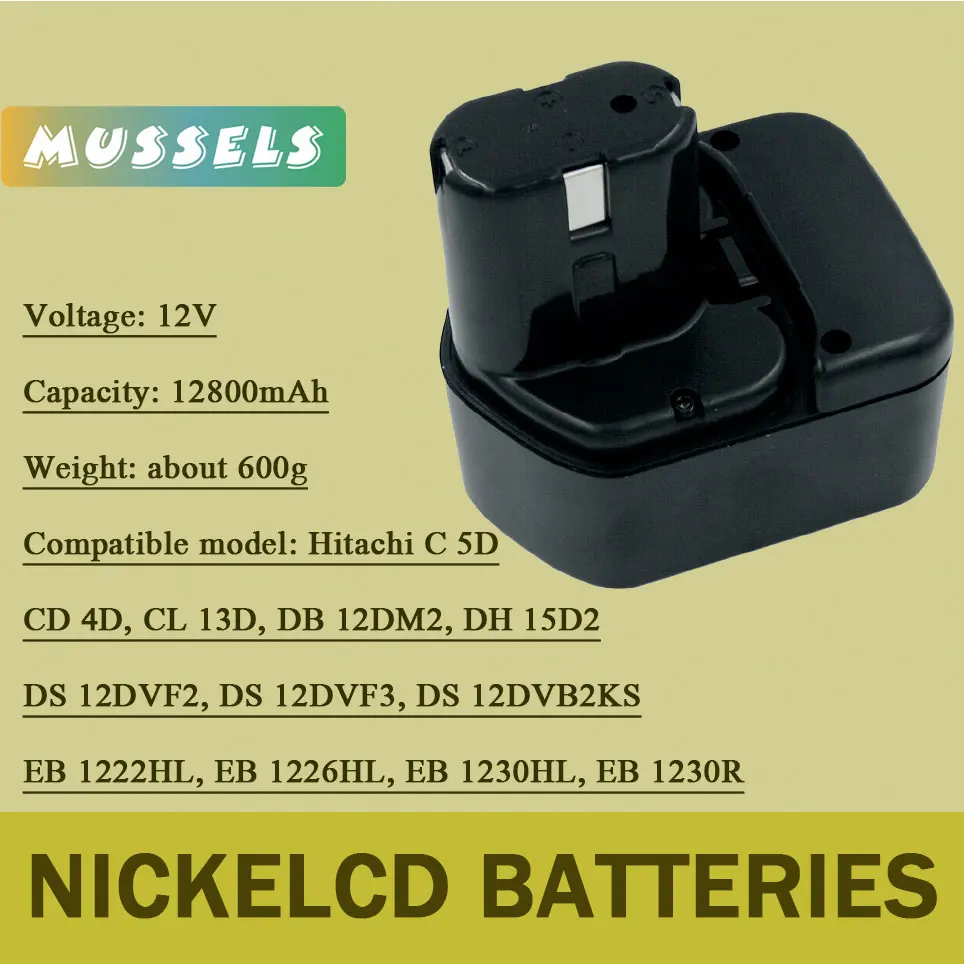 Аккумуляторная батарея 2022 12 в Ni-CD 12800 мАч для Hitachi EB1214S EB1212S EB1214L Eb1220bl Eb1220hl Eb1220hs Eb1220rs