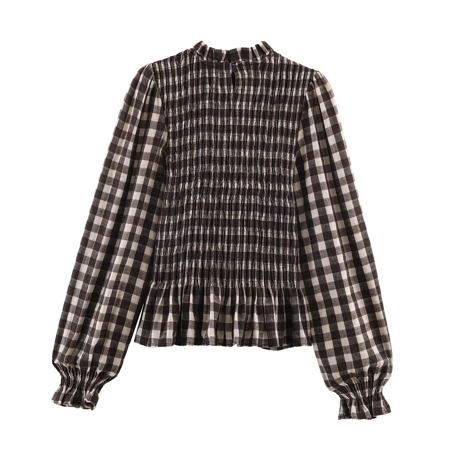 Chic Fashion Honeycomb Check Blouses for Women New Long Sleeve Women's Casual Simple Style Shirt And Blouse Woman Tops