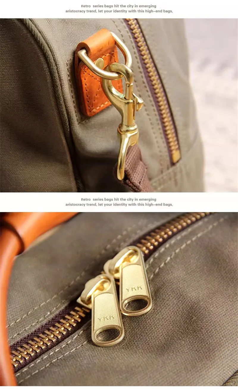 Pndme lässige Leinwand Echt leder Herren Reisetasche wochen ende im Freien große Kapazität Handtasche Designer Damen Fitness-Gepäck tasche – Detail 5
