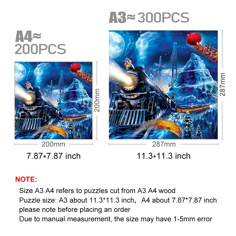 Unique Wooden Puzzles Moonlight Train Snow Mountain Wood Jigsaw Puzzle Craft Irregular Family Interactive Puzzle Gift for Friend 3