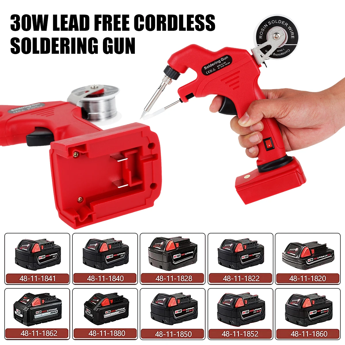 

Hot Cordless Electric Soldering Iron Kit Portable Automatically Send Tin Welding Gun Repair Power Tool For Milwaukee Battery
