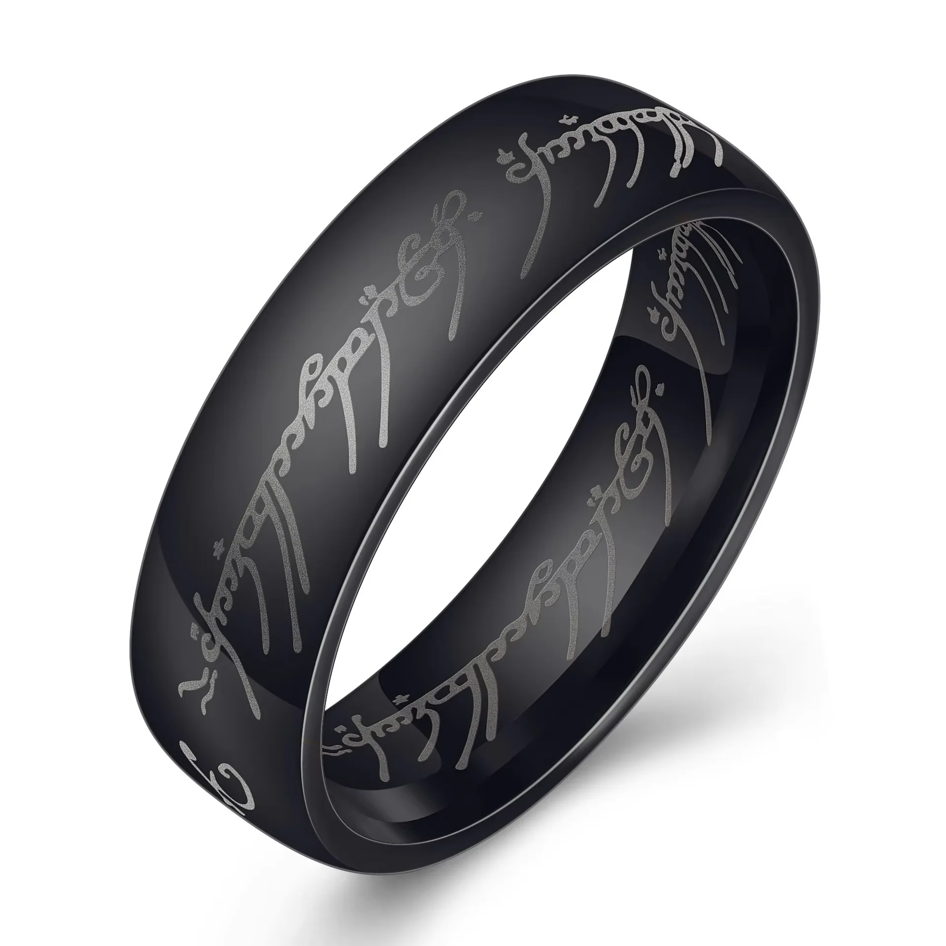 The Lord of the Rings Stainless Steel Punk Men 6MM Finger Ring Fashion Couple Jewelry Gift 4