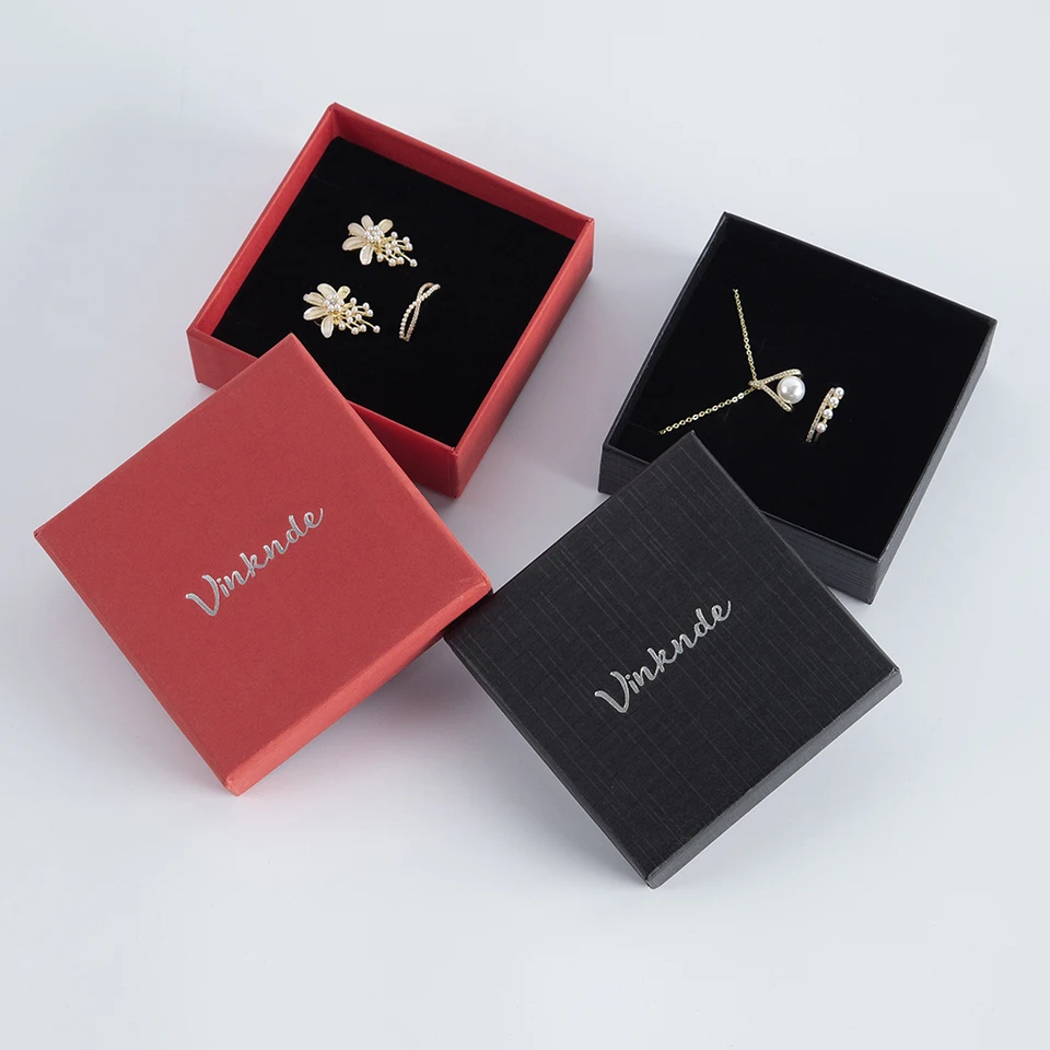 FINGERINSPIRE - Set di 16 scatole da esposizione per gioielli, 11,5 x 8,5 x 2,5 cm, con finestra trasparente, per gioielli, collane, cassetti, scatole di carta kraft, scatola regalo
